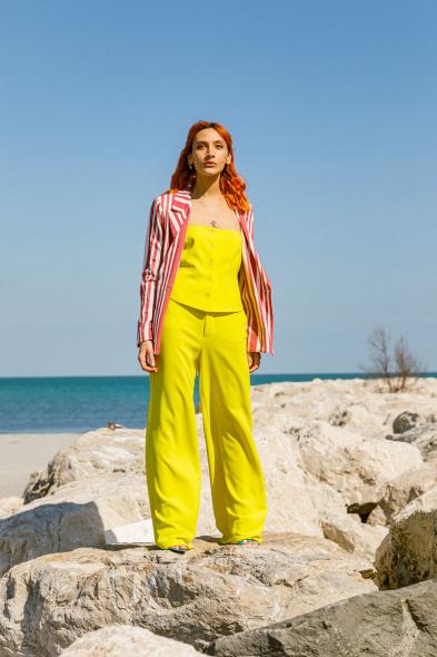 SO ALLURE - LEMON CREPE PALAZZO TROUSERS