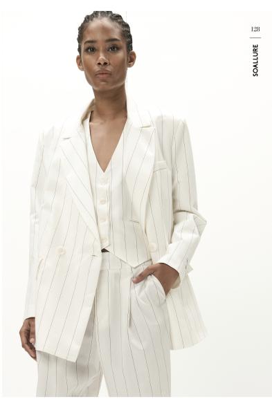 SO ALLURE - DOUBLE-BREASTED PINSTRIPE JACKET