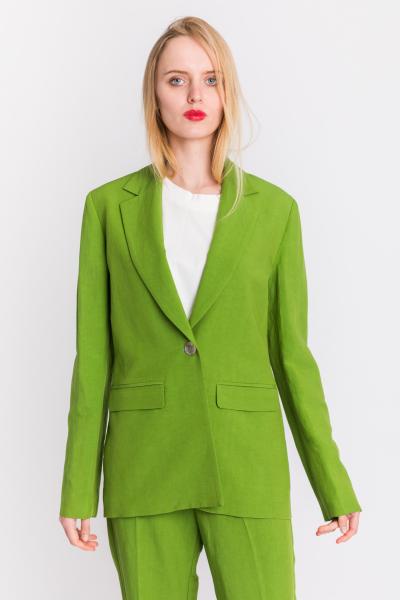 MERCI - GREEN LINEN SINGLE-BREASTED JACKET