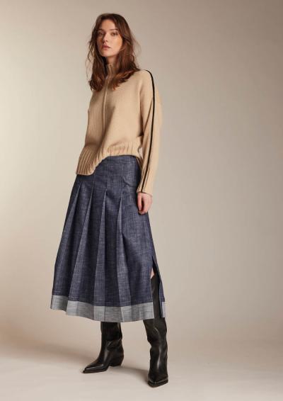 KARTIKA - PLEATED DENIM SKIRT