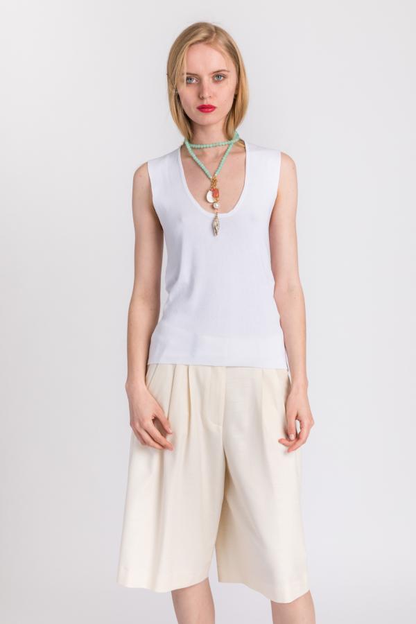 FLOOR - TANK TOP IN WHITE VISCOSE TRICOT - photo 1